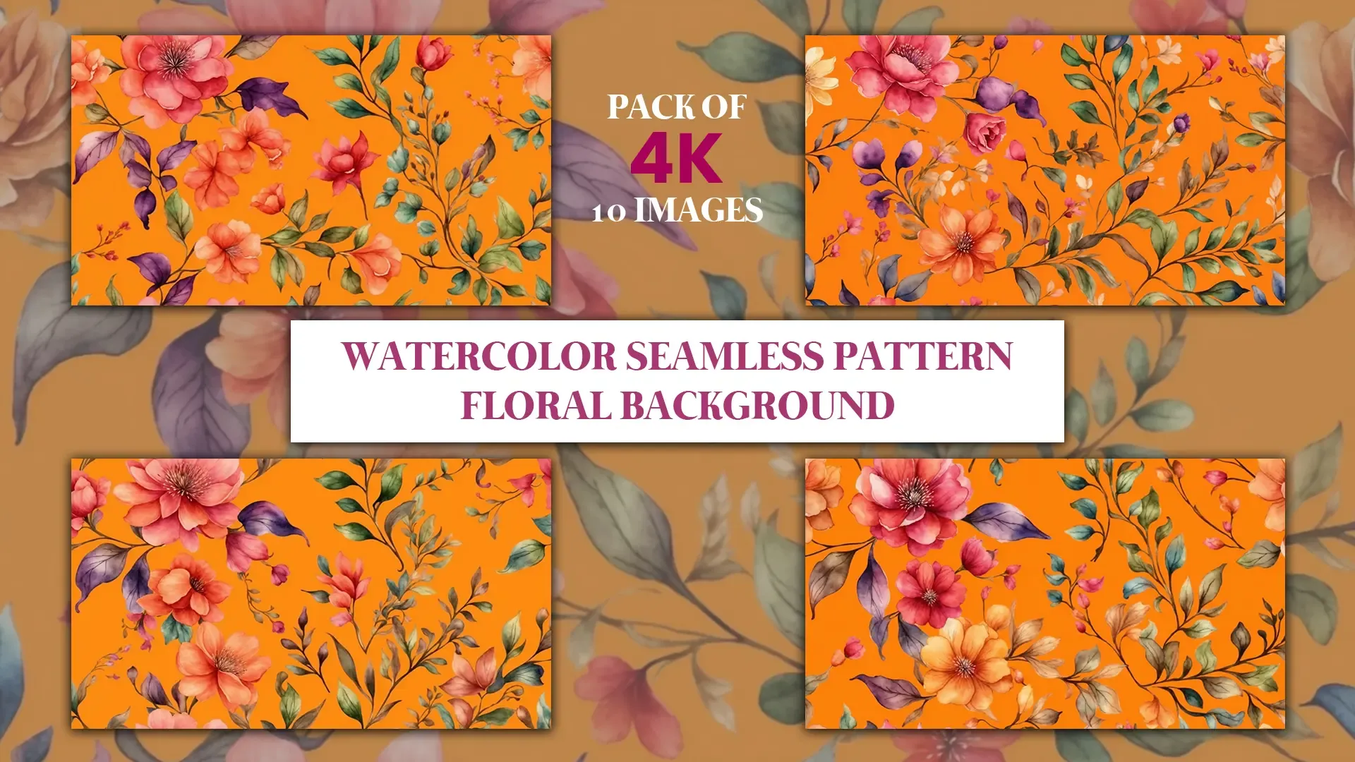 Bright Watercolor Flowers Pattern Seamless Floral Design Collection image